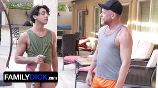 Step Daddy and Step Son Gabe Bradshaw get down and dirty with taboo rimming & deepthroating in the pool