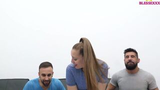 Watch curvy blonde girlfriend share a hard cock with her girlfriend in a wild homemade threesome