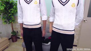 Watch as these muscular guys take turns taking uncut cocks in wild Asian orgy with cum-covered bodies