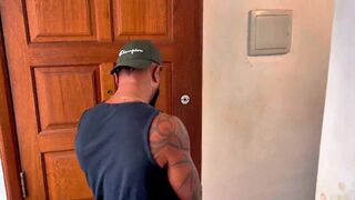 Felipe Nuru and Leo Alfredo take turns fist-pumping their hung friend's big belly after intense anal pounding