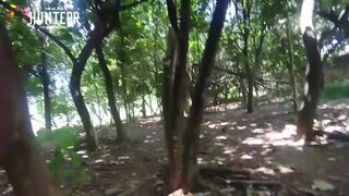 Watch Char Avila, Nobre Dotado & The Hunter's wild bareback interracial park blowjob fetish fun with uniformed bear! - 1 image