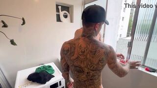 Watch Euerickdiaz & his pal dominate a tattooed Brazilian pornstar in public - 9 image