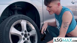 Avery Jones & Michael Jackman take turns riding and rimming each other's huge dicks in wild bareback threesome - 2 image