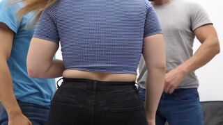 Curvy blonde slut humiliated by two bisexual dudes in DP threesome with curvy body goddesses - 2 image