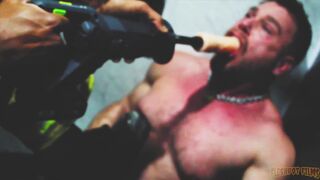 Drills & Barebacks mercilessly drill muscular boy on boy with their big cocks