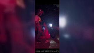 Watch Ninfa Arlequina get a raw ride on a motorcycle courier & take a cum load in her mouth and pussy - 10 image