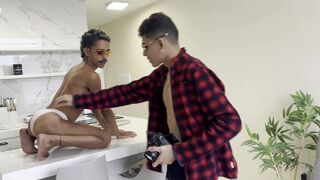 Viego Santiago gets his tight ass drilled by photographer after being shoved in panties - 1 image