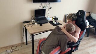 Max Gen and Ethan Lestray take on hung stud's massive shaft & get their tight asses pounded hard - 5 image