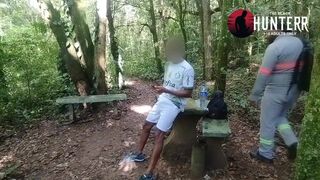 Watch The Hunter Black, a palmeiras fan, bareback his big butt in the forest - 1 image