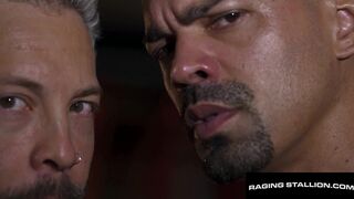 Watch Jock Alexandro's huge cock dominate and stroke Tatted John's ass while he's down on his knees - 4 image