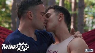 Marcus Mcneill rims and fucks bareback his pierced nipple-loving friend, Finn August, in the woods - 3 image