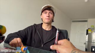 Bareback POV: Angel of Bogota's tight throat takes on a stranger's hard cock