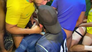 Watch these rough Brazilian orgy with BBCs, Latin guys, and amateur girls as they bareback and give sloppy BJs in homemade video - 6 image