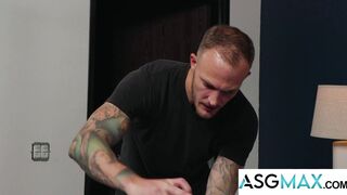 Stepdad Christian Wilde pounds his inked-up stepson Bratty Twink in wild fuckfest