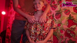 Watch New Daddies Ion Candy humiliate her blonde slave with a hard cock & drool over his big hard cock - 7 image