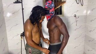 Black Dan Fire bangs Obinna in steamy bathroom fuckfest - 1 image