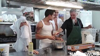 Dakota Payne & Josh Moore get down and dirty with each other's asses & cocks in the kitchen - 1 image
