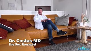 Watch Andrew B W take on Costas' massive tool in a wild wet medical session with deep throat action - 1 image
