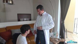 Watch Andrew B W take on Costas' massive tool in a wild wet medical session with deep throat action - 4 image