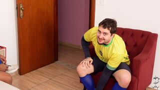 Dorn and Caio Barros get steamy in the shower after a football game with a fat ass Latina - 1 image