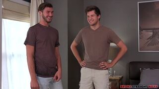 Chris Taylor & Justin Dean get dirty in hot bi-curious fuckfest with rough bareback sex and deepthroating