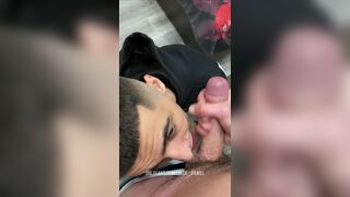 BLOWING LARGE COCK WITH CUM ON FACE - 15 image