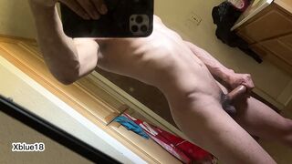 Beautiful body twink masturbates silently until ejaculating (xblue18) naked twink - 1 image