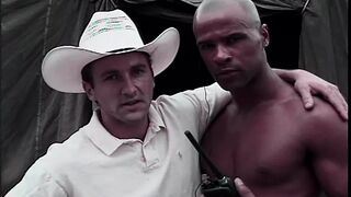Hot white cowboy gets his stiff tool blown by eager black - 1 image