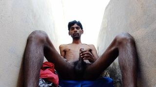 Rajesh masturbating dick on the stairs and Cumming in glass - 1 image