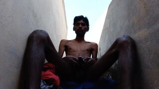 Rajesh masturbating dick on the stairs and Cumming in glass - 3 image