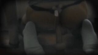Crossdresser sucks & rides a dildo - 2 image