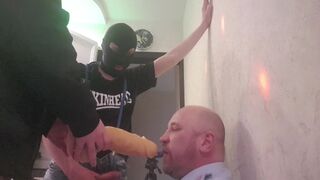 Another THREESOME with a RUSSIAN COP - VERY HARD THROAT fucking with BIG DICKS of TWO SKINHEADS - 14 image